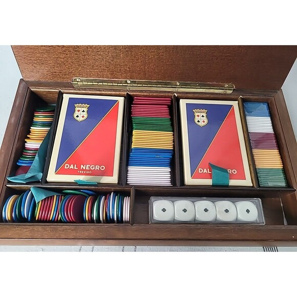 RARE Dal Negro Treviso - Playing Card Game Poker Set w/ Unique Enamel Top! - Picture 10 of 16